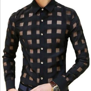 Checkered Transparent Button Down Shirt
